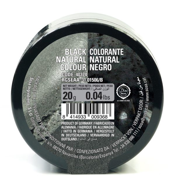 Naturaalne veeslahustuv must SOSA pulbervärv. 20g
